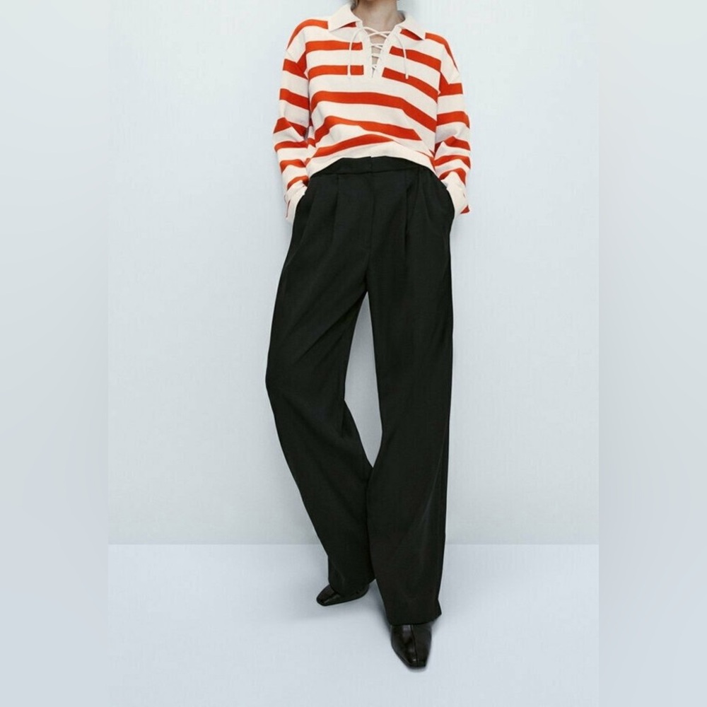 Massimo Dutti Red and White Striped Sweater